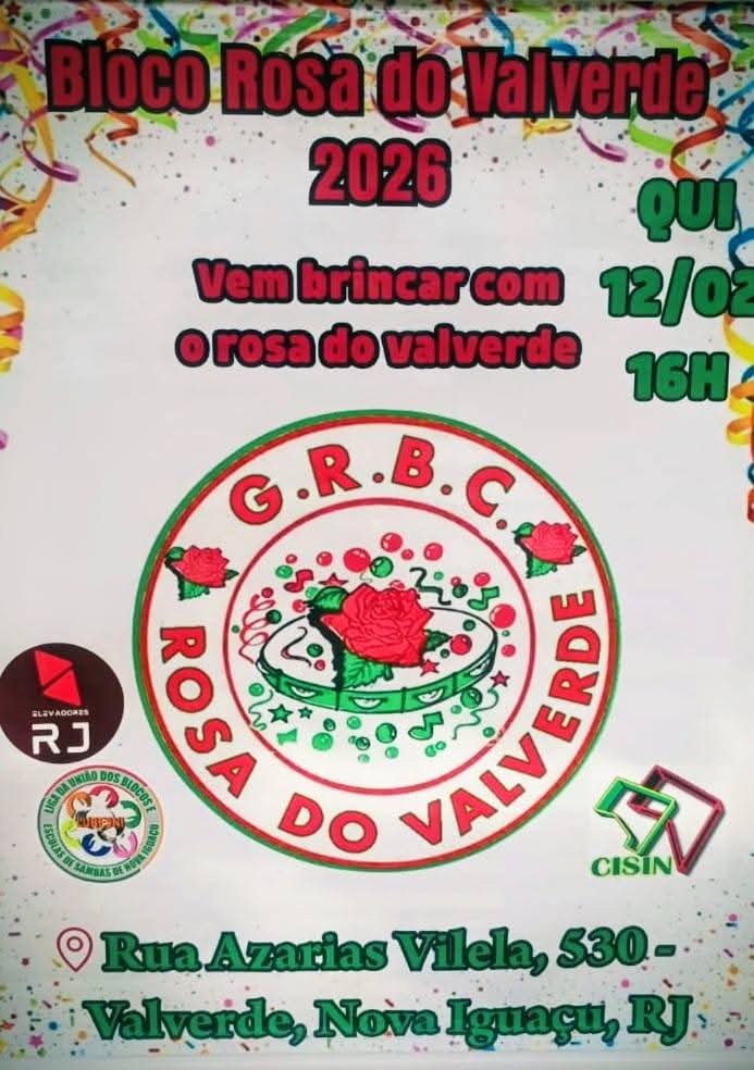 Cartaz oficial do Bloco Rosa do Valverde, Carnaval 2026